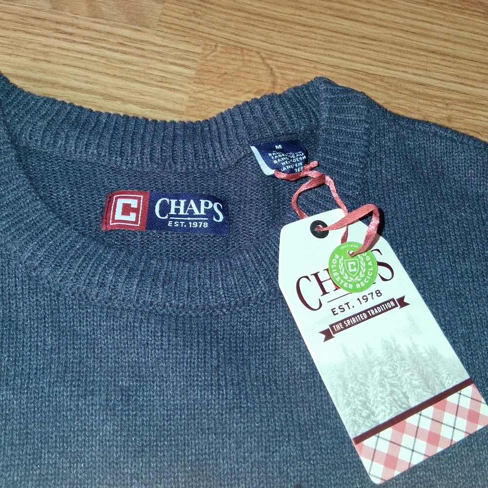 CHAPS NWT Mens Sweater, blue Crewneck, Sz M, MSRP $60 - Picture 6 of 8